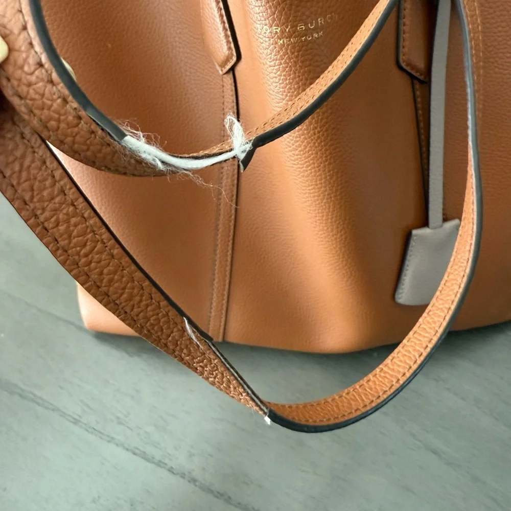 Tory Burch Brown Leather Tote with Gold Accent - Picture 9 of 12